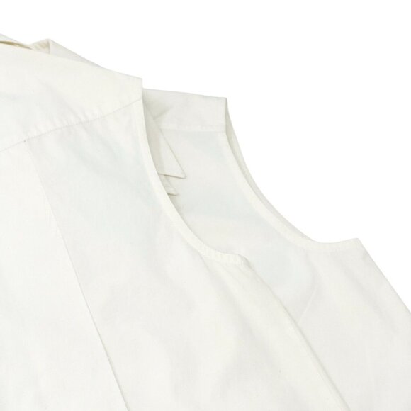 CHANEL Vintage CC Mark Logo Button Up Sleeveless Shirt Top White Gold [105371] - Picture 6 of 12
